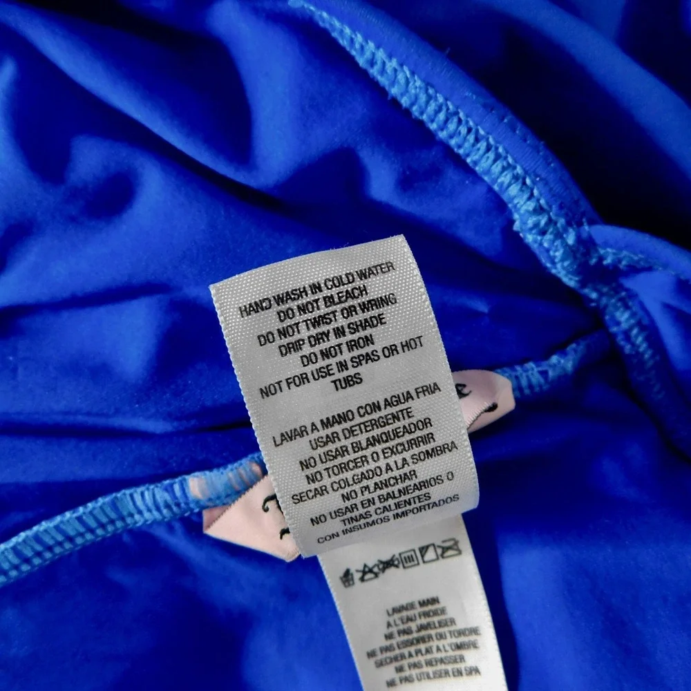 JUICY COUTURE Blue‎ Miss Divine Hearts Pinup One Piece Halter Swimsuit Large